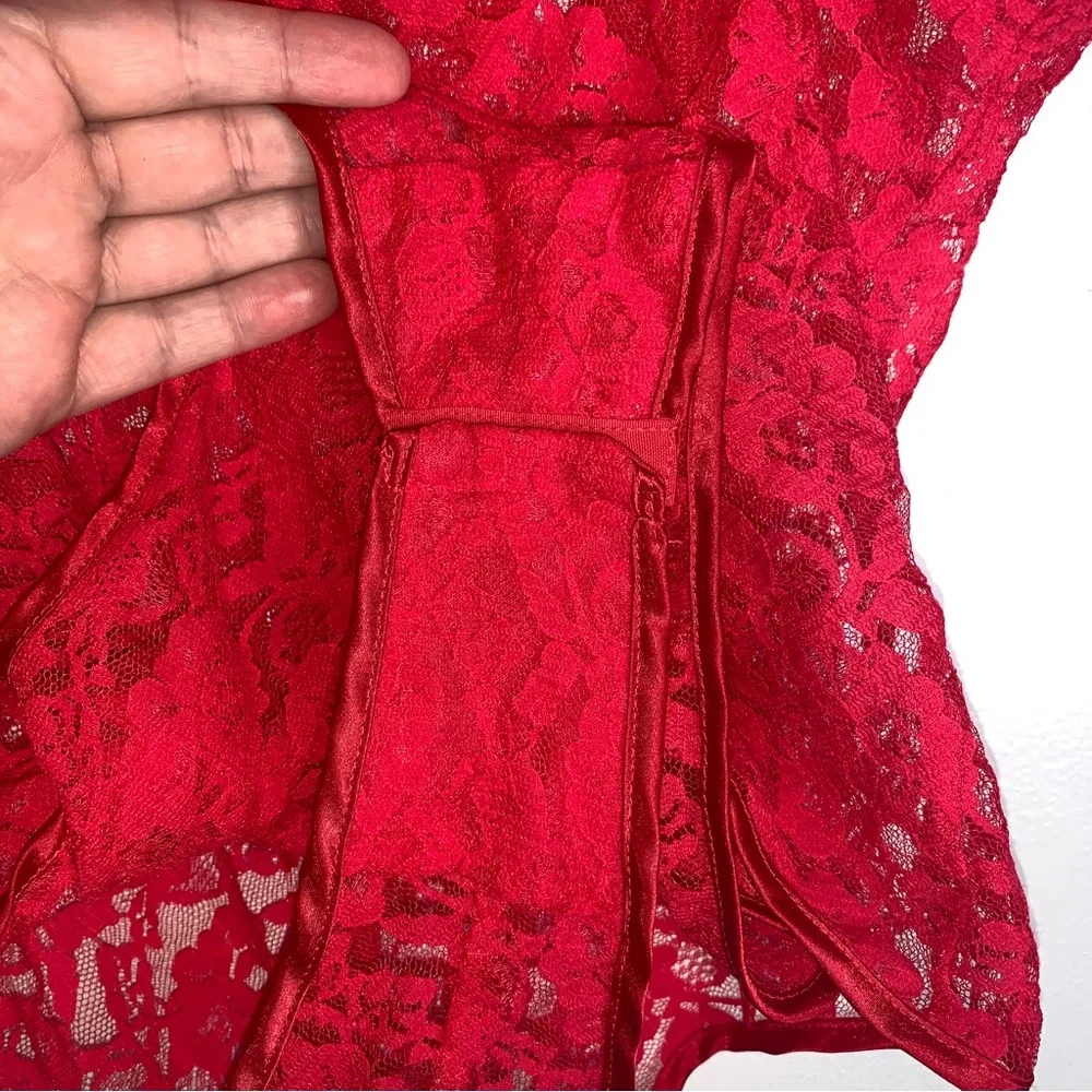 Vintage Victoria’s‎ Secret M Red Lace Teddy/ Bodysuit 1995 CPB52